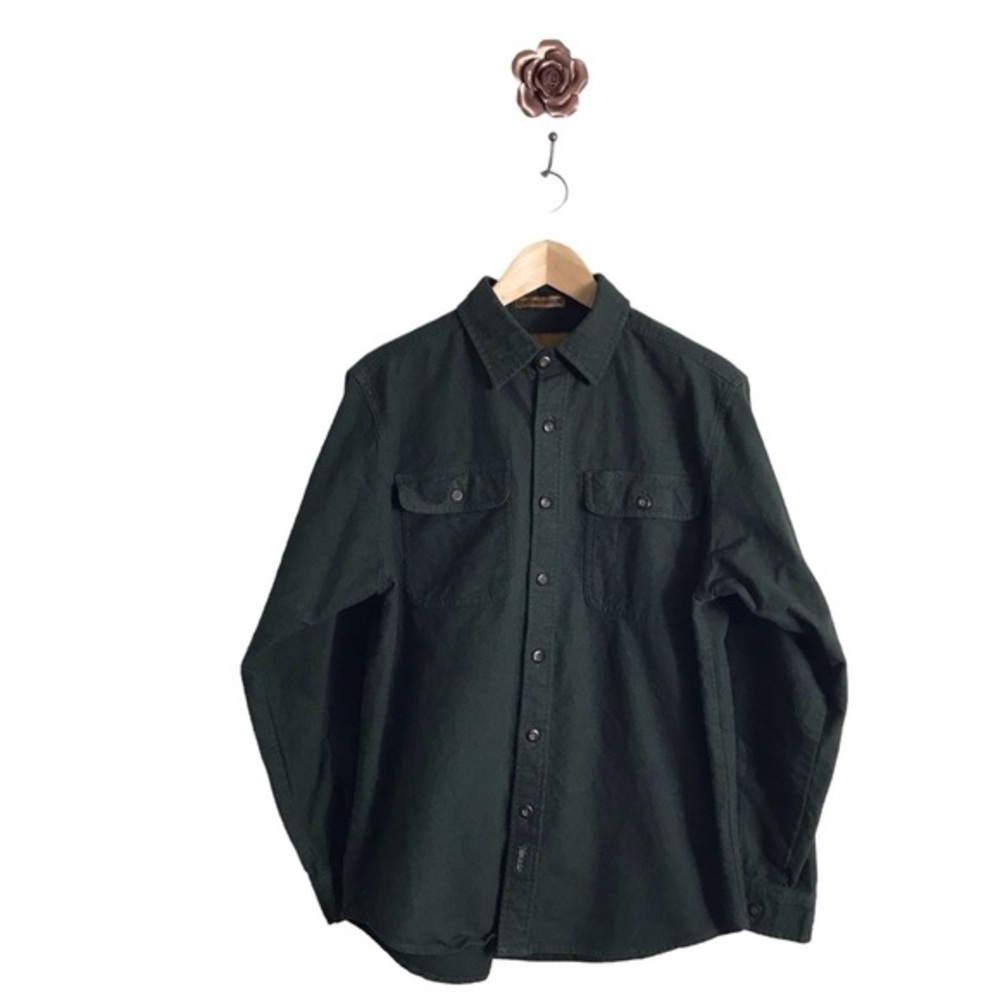 Venado Medium Green Cotton‎ Chamois Button Up Shirt Comfort Cozy Gorpcore